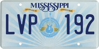 MS license plate LVP192