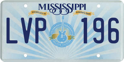 MS license plate LVP196