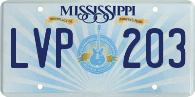 MS license plate LVP203