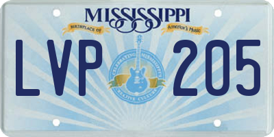 MS license plate LVP205