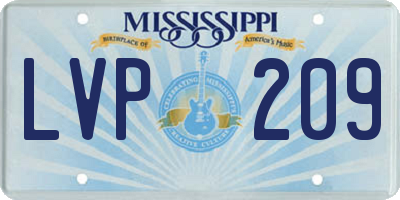 MS license plate LVP209