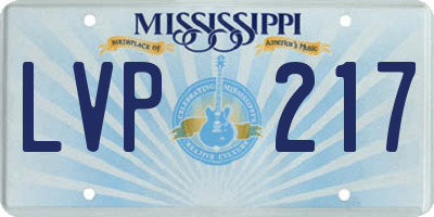 MS license plate LVP217