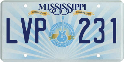 MS license plate LVP231