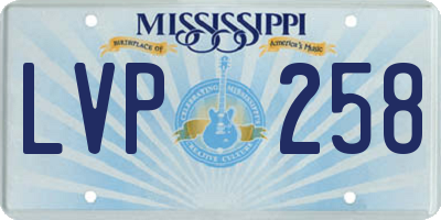 MS license plate LVP258
