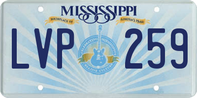 MS license plate LVP259