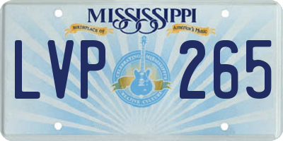 MS license plate LVP265