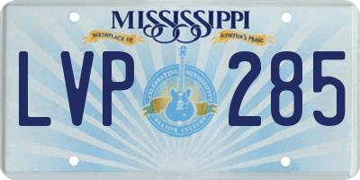MS license plate LVP285