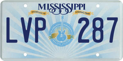 MS license plate LVP287