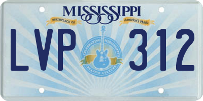 MS license plate LVP312