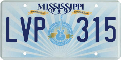 MS license plate LVP315