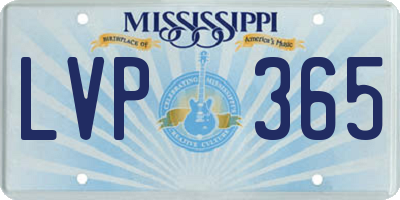 MS license plate LVP365