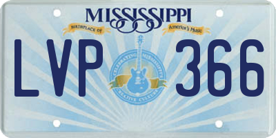 MS license plate LVP366