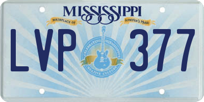 MS license plate LVP377