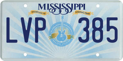 MS license plate LVP385