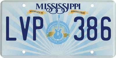 MS license plate LVP386
