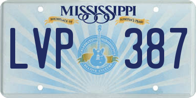 MS license plate LVP387