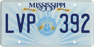 MS license plate LVP392