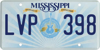 MS license plate LVP398