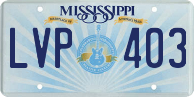 MS license plate LVP403