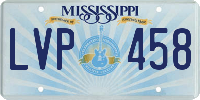 MS license plate LVP458