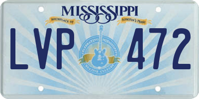 MS license plate LVP472