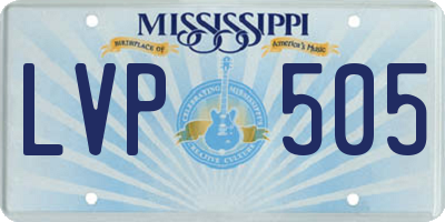 MS license plate LVP505