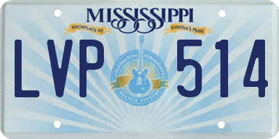 MS license plate LVP514