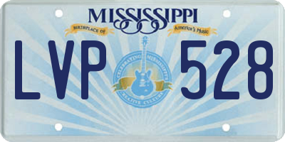 MS license plate LVP528