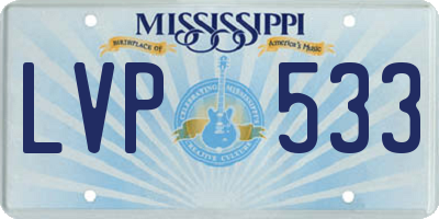 MS license plate LVP533