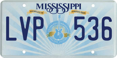 MS license plate LVP536