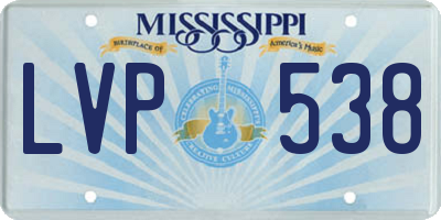 MS license plate LVP538