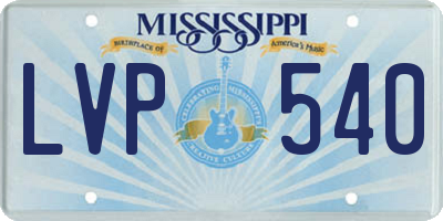 MS license plate LVP540