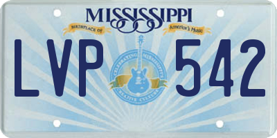 MS license plate LVP542