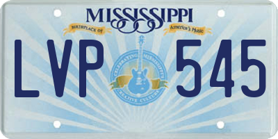 MS license plate LVP545