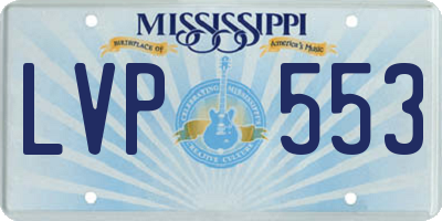 MS license plate LVP553
