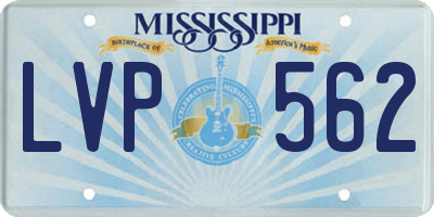 MS license plate LVP562
