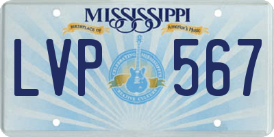 MS license plate LVP567