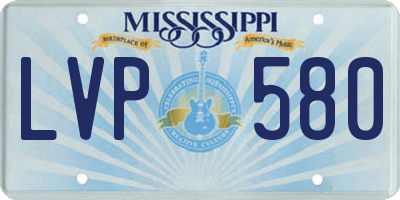 MS license plate LVP580