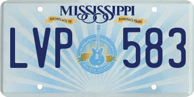 MS license plate LVP583