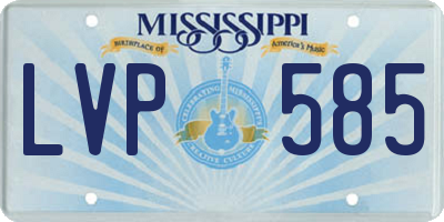 MS license plate LVP585