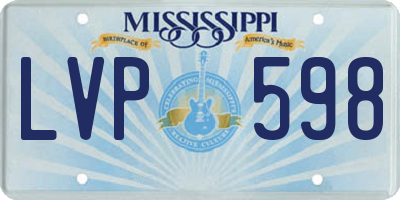 MS license plate LVP598