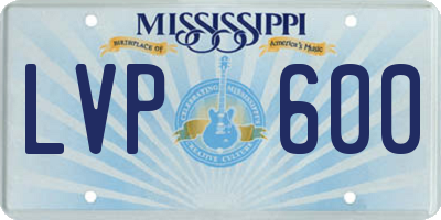 MS license plate LVP600