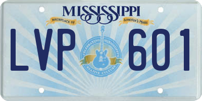 MS license plate LVP601