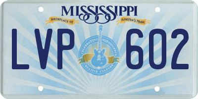 MS license plate LVP602