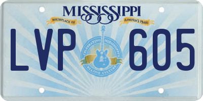 MS license plate LVP605