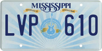 MS license plate LVP610