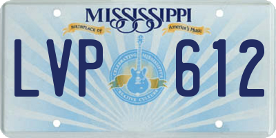 MS license plate LVP612