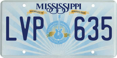 MS license plate LVP635