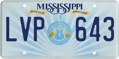 MS license plate LVP643