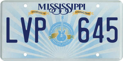 MS license plate LVP645
